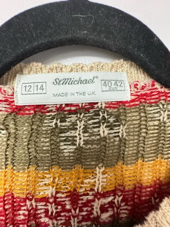 St Michael Vintage Floral Knit Cardigan Beige Cottagecore sweater UK 12/14 A4 - Picture 5 of 10